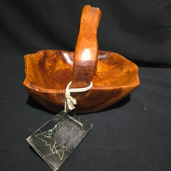 NWT - Chinese Fir Tree Root Carved Handled Bowl 10 5/8" x 9 1/4" x 8" H - Picture 5 of 6
